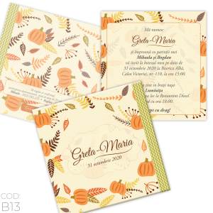 Invitație Botez B13 Dovleac Pumpkin