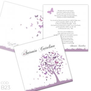 Invitație Botez B23 Tree Butterfly
