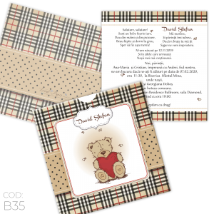 Invitație Botez B35 Teddy Bear