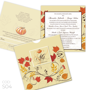 Invitație Nuntă S04 Frunze de Toamnă