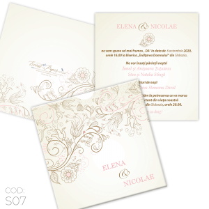 Invitație Nuntă S07 Elegantă Flori
