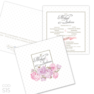 Invitație Nuntă S15 Hortensii Roz