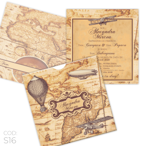 Invitație Nuntă S16 Travel Air Balloons