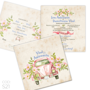 Invitație Nuntă S21 Vintage Car
