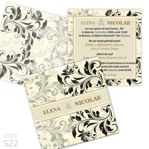 Invitație Nuntă S22 Elegantă Glamour