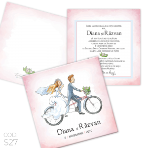 Invitație Nuntă S27 Bicicletă Pink