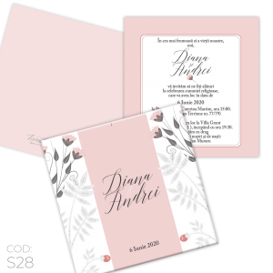 Invitație Nuntă S28 Floral Pink