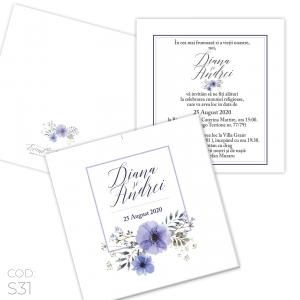 Invitație Nuntă S31 Floral Violet