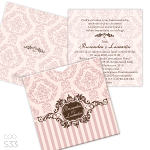 Invitație Nuntă S33 Elegantă Damask