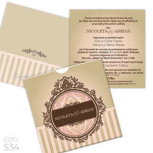 Invitație Nuntă S34 Elegantă Damask