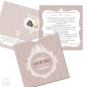 Invitație Nuntă S35 Elegantă Damask