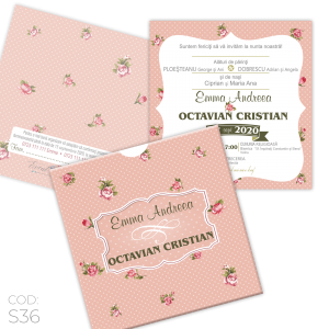Invitație Nuntă S36 Shabby Chic
