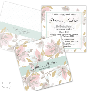 Invitație Nuntă S37 Floral Dots