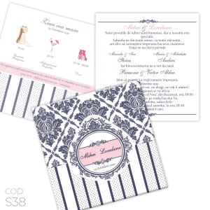 Invitație Nuntă S38 Elegantă Damask