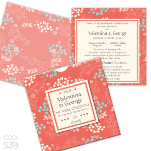 Invitație Nuntă S39 Elegantă Flori