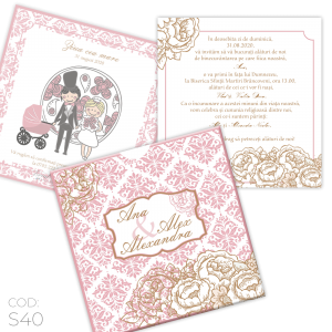 Invitație Nuntă S40 Floral Damask