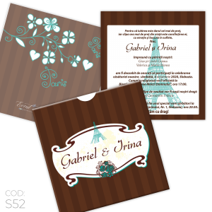 Invitație Nuntă S52 Vintage Paris