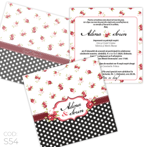 Invitație Nuntă S54 Shabby Chic Trandafiri