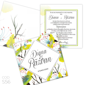 Invitație Nuntă S56 Floral Green