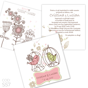 Invitație Nuntă S57 Love Birds Cage