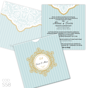 Invitație Nuntă S58 Eleganta Damask Glamour