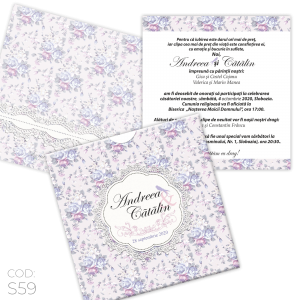 Invitație Nuntă S59 Eleganta Floral Damask