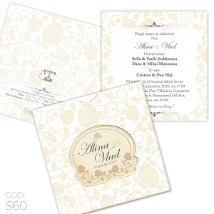 Invitație Nuntă S60 Floral Roses