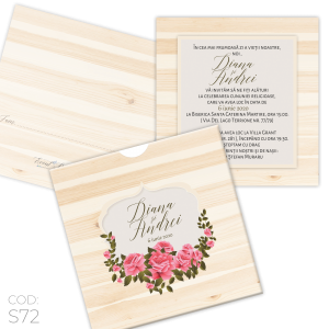 Invitație Nuntă S72 Floral Roses